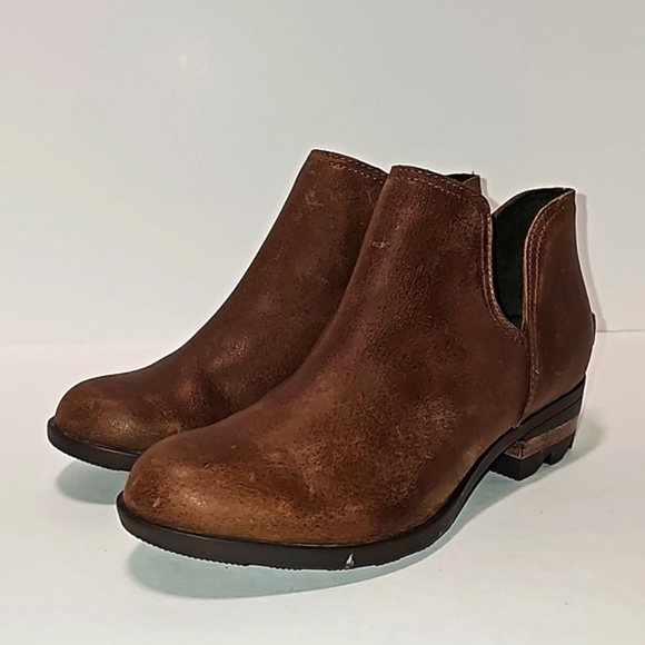 Sorel Lolla II Ankle Bootie Chelsea Boot Leather Cutout Waterproof Brown 6.5 - Picture 8 of 12